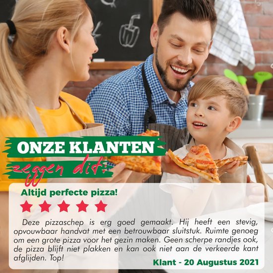 Ecowize Pizzaschneider für Grill und Backofen - Edelstahl Pizzaschneider quadratisch 30cm mit zusammenklappbarem Griff - Mit extra professionellem Pizzaschneider