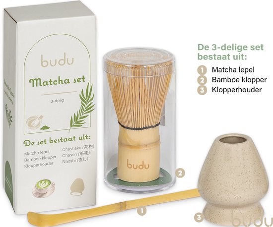 Budu Matcha-Set, 3-teilig – Matcha-Schläger – Matcha-Tee-Set