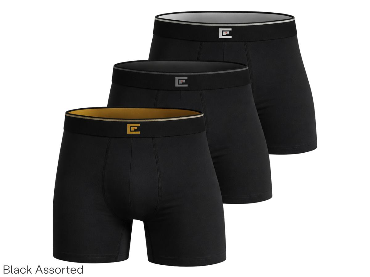 Bamboo Elements Boxershorts für Herren – 3er-Pack – dunkle Farben – Größe M