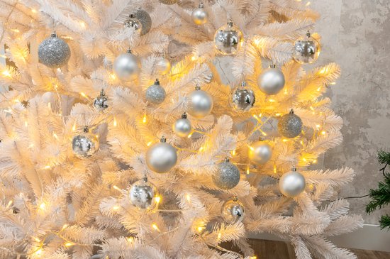 Weihnachtsgeschenke Weihnachtskugeln Set Silber - 70 Stück Plastik Weihnachtskugeln - Inkl. Weihnachtskugeln Aufbewahrungsbox - Ø4/5/6 cm