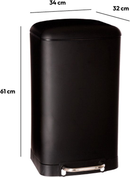 5Five Mülleimer aus Metall – Schwarz – 35 x 32 x 62 cm – 30 l