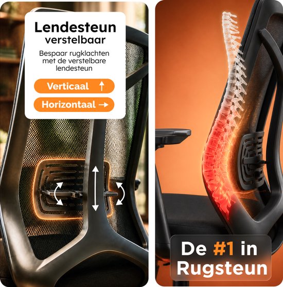 Roveo Ergonomischer Bürostuhl – Office-Gaming-Stuhl – Gaming-Stuhl für Erwachsene – Gaming-Stuhl – Schwarz