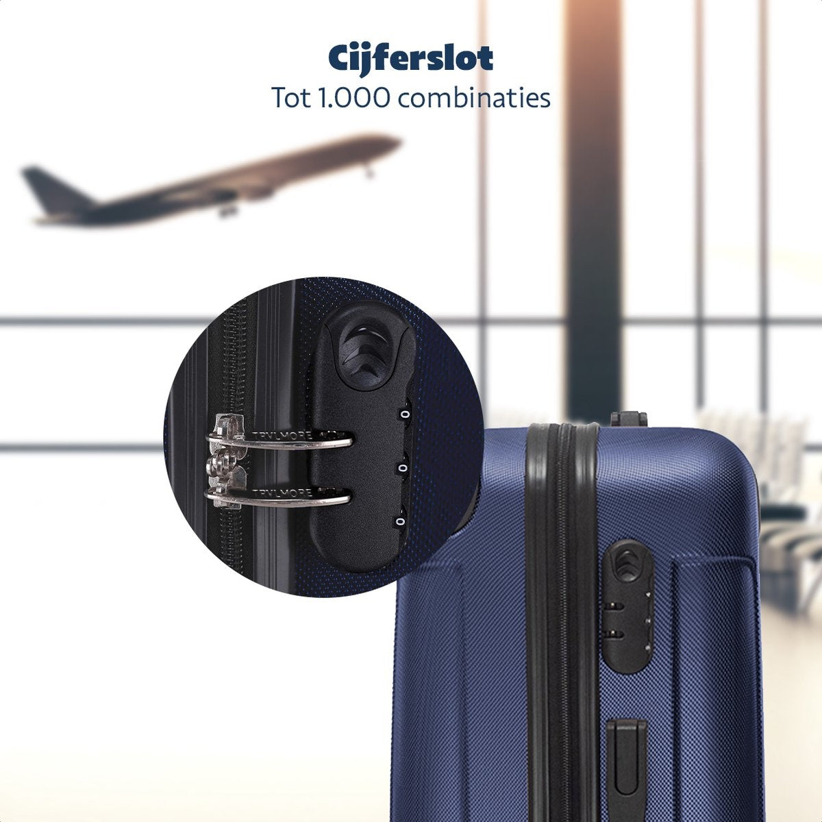TRVLMORE - Kofferset - 3 Stück - 38L (Handgepäck) + 70L + 110L - Dunkelblau