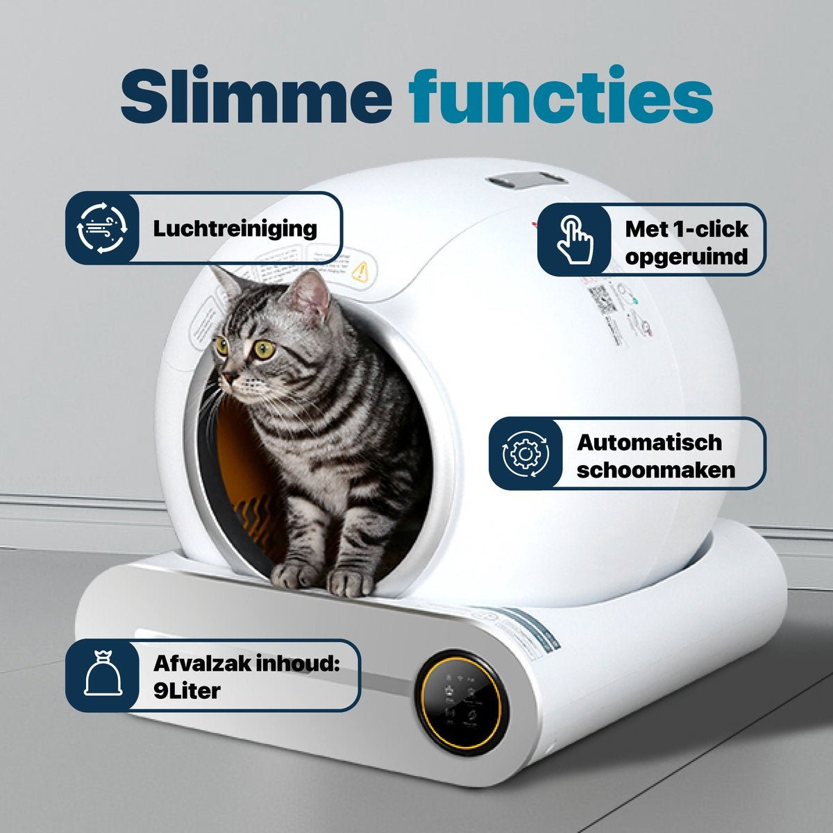 BOME - Katzenklo - Selbstreinigend - Mit App & Touchscreen - 65L - Weiß