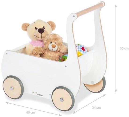 Pinolino Holz-Laufwagen Mette Weiß – Puppenwagen