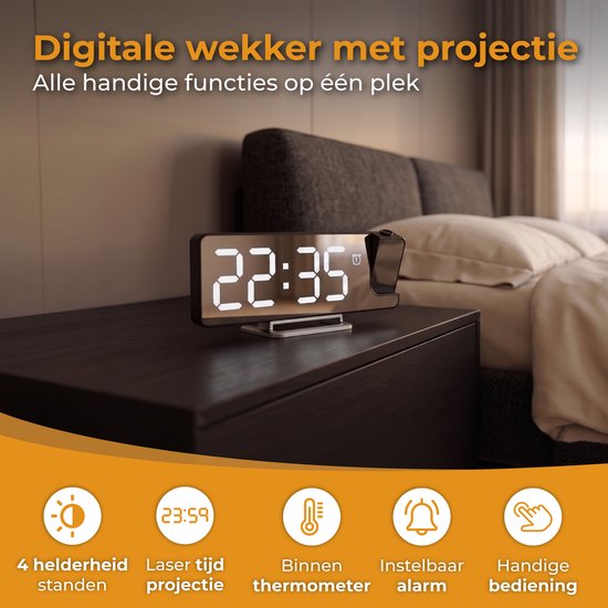 Nuvance Digitaler Wecker mit Projektion – Digitale Uhr für das Schlafzimmer – Schlummerfunktion – Digitale Wecker – Wecker