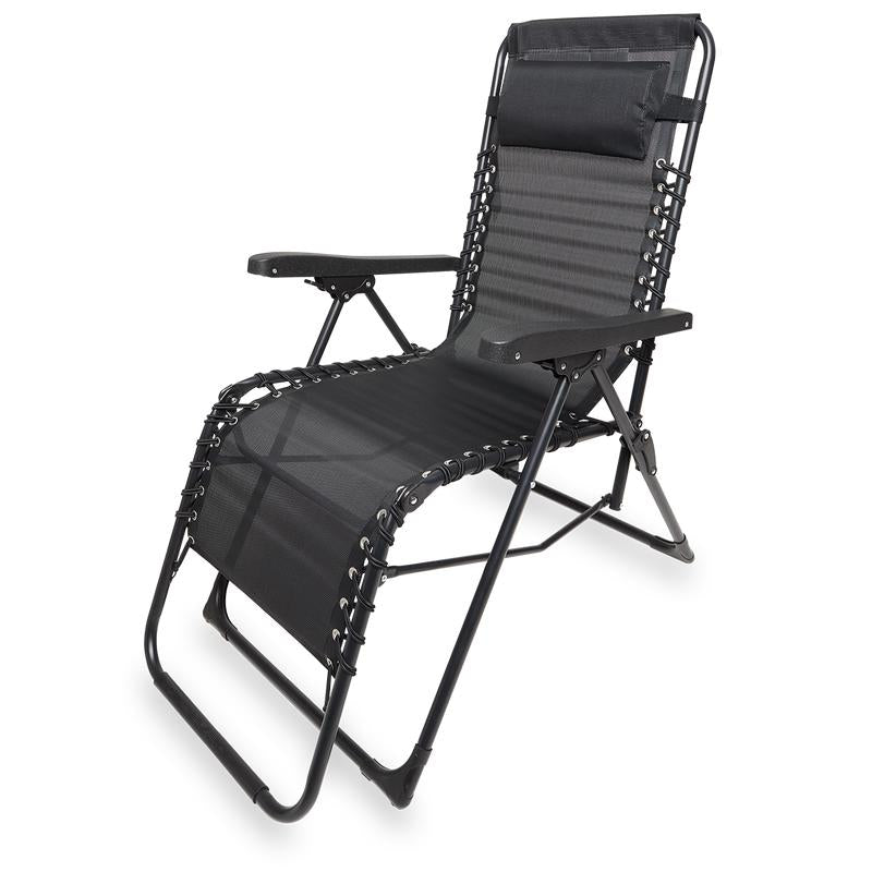 Luxuriöses Gartenstuhl-Set (2er-Set) – zusammenklappbar mit Kissen – Stahl – Schwarz