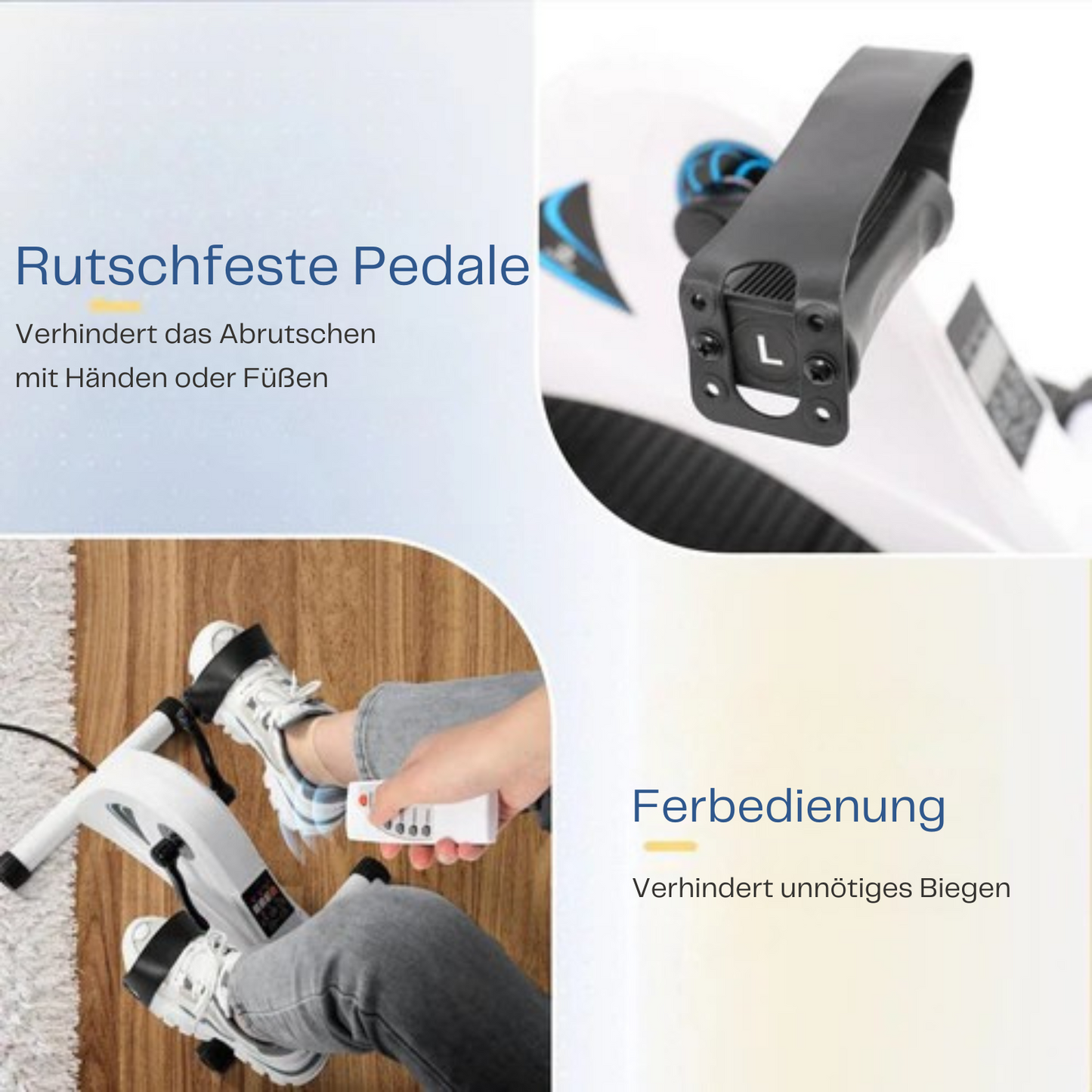 Safe Age - Heimtrainer Fahrrad - mit elektrischer Unterstützung & Fernbedienung - Schreibtisch Fahrrad - Weiß