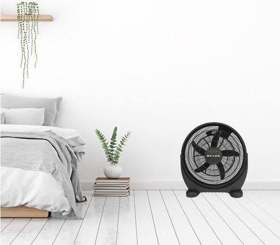 BRASQ Bodenventilator - 50 cm - Schwarz - 3 Geschwindigkeiten - Standventilator - Einstellbar - 90 Watt