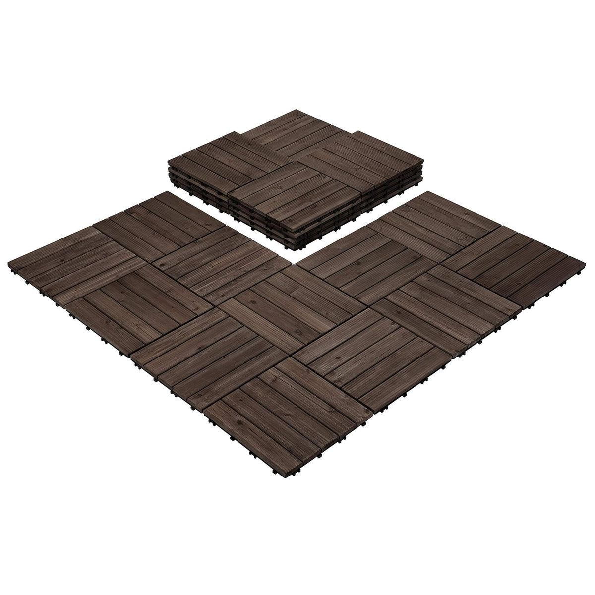 Yaheetech Terrassenfliesen aus Holz 30 x 30 cm – 27 Stück – 2,6 m² – Schwarz