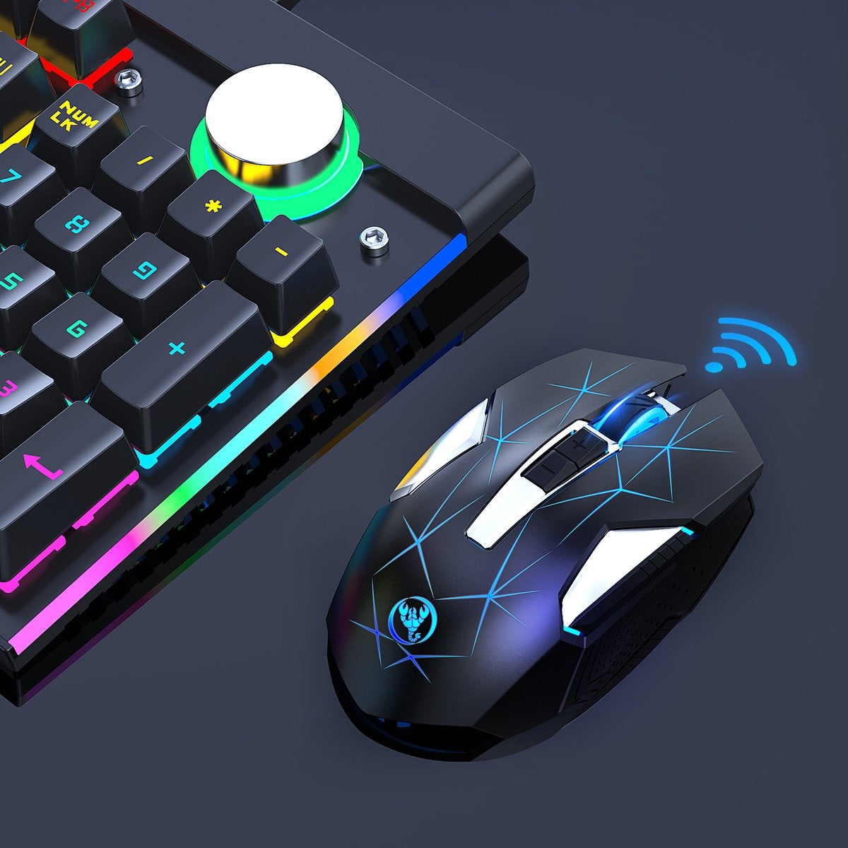HXSJ T300 2.4G Wireless Gaming Mouse - Computermäuse - Ultraleicht - Kompakt für unterwegs - RGB-Beleuchtung - Schwarz