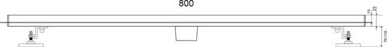 Duschrinne - 80cm - Mattschwarz - Standard Gitterrost - Edelstahl - Mit Flansch