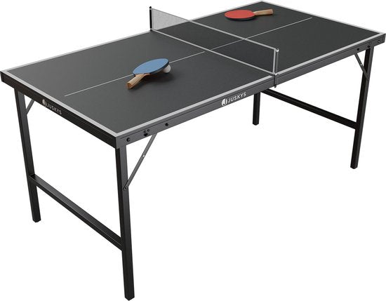 Juskys Mini-Tischtennistisch Flexi - 152 x 71 x 71 cm - Schwarz/Silber