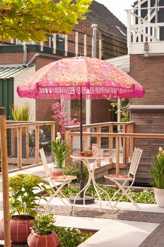 Mica Decorations Blumen Sonnenschirm - H238 x Ø220 cm - Rosa