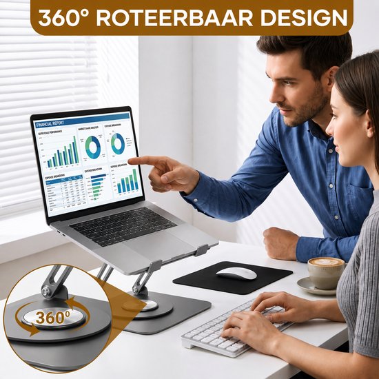 Villux Laptop-Ständer, ergonomisch – Verstellbarer Laptop-Ständer – Laptop-Halterung – Laptop-Ständer – Laptop-Erhöhung – Zusammenklappbarer Laptop-Ständer – Inklusive E-Book – Inklusive Mauspad