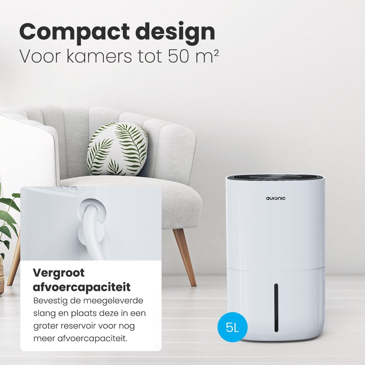 Auronic Luftentfeuchter und Reiniger - 25L pro Tag - Wasch-/Trockenfunktion - weiß