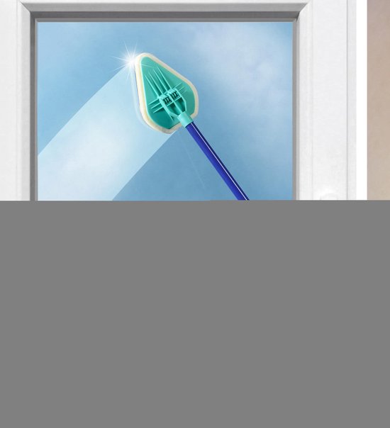 Generic - Bad-/Fliesenwischer Blitz-Blank - 4-teilig - mit Teleskopstiel & doppelseitigem Schwamm - Blau