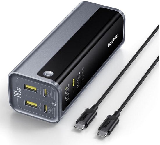 Baseus EnerGeek Powerbank – 145 W, 20.800 mAh, Laptop-Powerbank – – Tragbares Ladegerät – Externer Akku mit 2x USB-C PD 3.0, max. 100 W Schnellladung, Digitalanzeige, kompatibel mit MacBook Pro, Dell, HP, SteamDeck, iPhone 16/15/14/13, Samsung