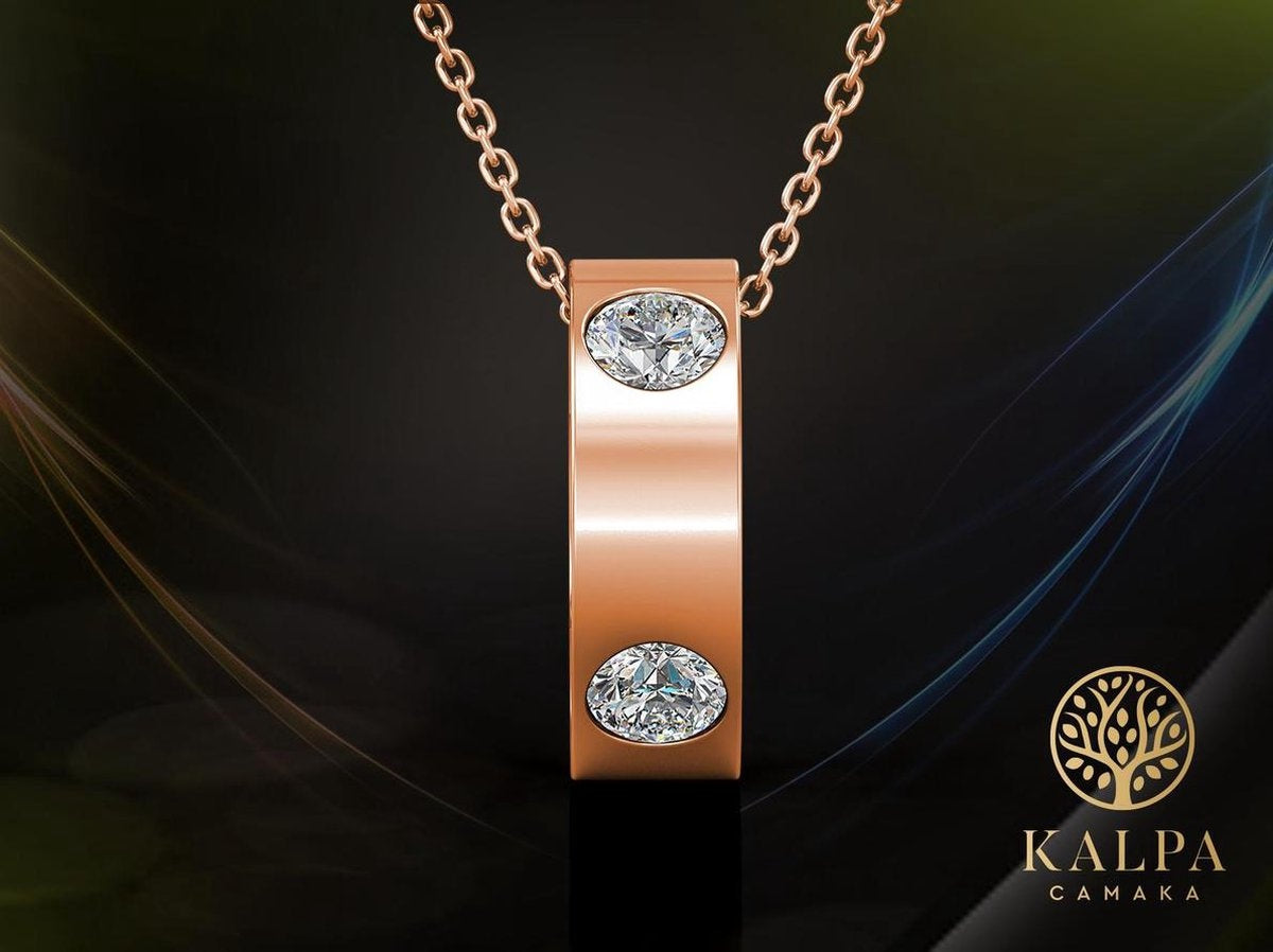 Yolora Damen-Halskette mit Anhänger - Kalpa Camaka Kristalle - rosÃ©farben - 18K Rose Gold plattiert - Damen-Halskette Rose Gold - Schmuck - Luxuriöse Geschenkbox - Geschenkbox - Exklusive Geschenkbox - Schöne Geschenkverpackung
