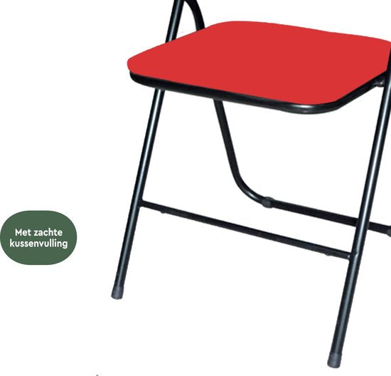 BRASQ Klappstuhl Rot Schwarz - Klappstuhl - Klappstuhl 43x38x78 cm - PVC - Esszimmerstuhl