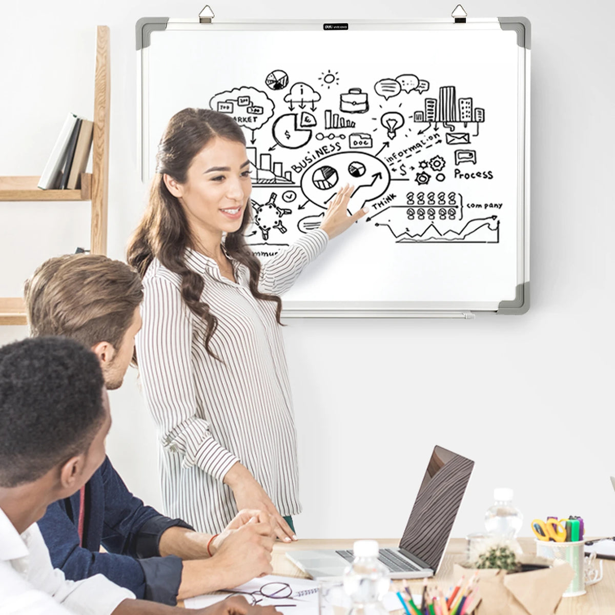 Deli Whiteboard – 61 x 45,7 cm – trocken abwischbar – weiß