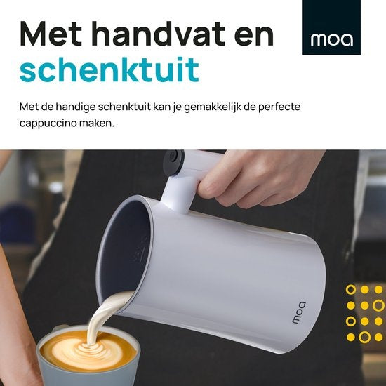 MOA Milchaufschäumer - BPA-frei - zum Aufschäumen und Erhitzen - Weiß - MF1W