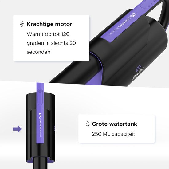 Motionflow 16-in-1 Dampfreiniger - Fleckenreiniger - Handdampfer zur Tiefenreinigung von Boden, Sofa, Bad und Teppich - Dampfmop - Teppichreiniger - Dampfreiniger Schwarz