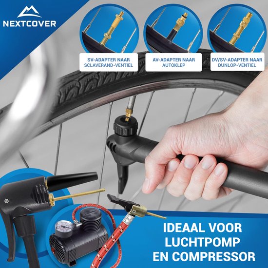 Nextcover® Profi-Fahrradventil-Adapter-Set [15-teilig] I Passend für alle Ventile I Adapter für französisches Ventil für Fahrradpumpe & Kompressor I Fahrradventil-Adapter I Ventil-Adapter I Autoventil I Fahrradventil
