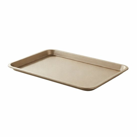 alpina Backblech 35 x 24 cm – Antihaftbeschichtung für einfaches Lösen von Backwaren – Ideal für Kekse, Gebäck und Aufläufe – Leicht zu reinigen – Rechteckige Form – Farbe: Gold