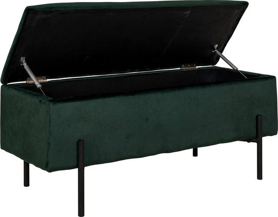 Watford Sofa mit Stauraum grün Velours, schwarz.