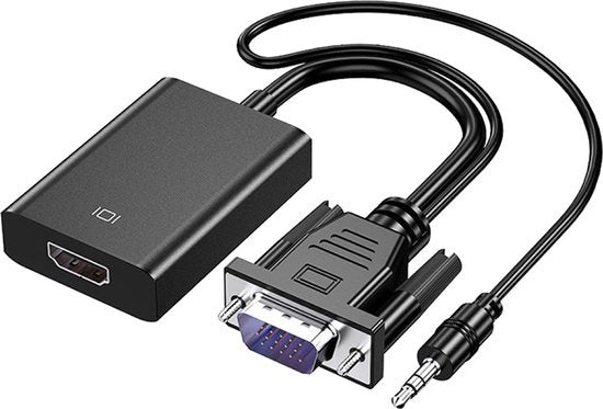 TechvavoÂ® VGA (+ Audio) zu HDMI Konverter Universal - Mit 3.5MM Klinke Aux & USB Stromkabel - Analog zu Digital Video Konverter - Stecker zu Buchse - 1080P Full HD - inklusive USB Stromkabel