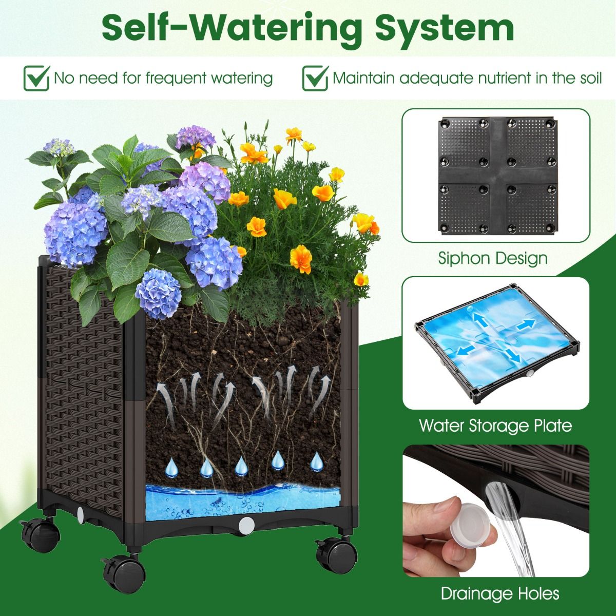 Coast Gartenbogen mit Pflanzkästen – 2-in-1-Klettergerüst mit Selbstbewässerungssystem – schwarz