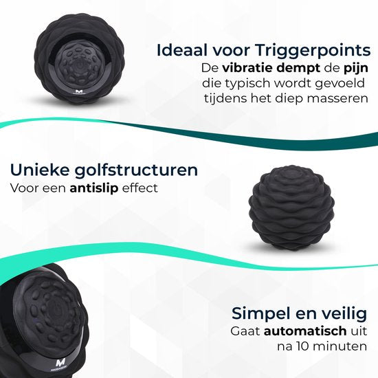 Massagerr® Vibrierender Massageball - Triggerpunkt-Ball - 4 Vibrationsstufen - Massageball - Moderner Lacrosse-Ball - Fußmassage - Massagerolle für Rücken, Füße, Schultern, Ganzkörper