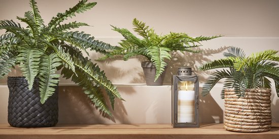 Mica Decorations Boston Farn Künstliche Pflanze im Blumentopf Stan - H42 x Ø50 cm - Grün