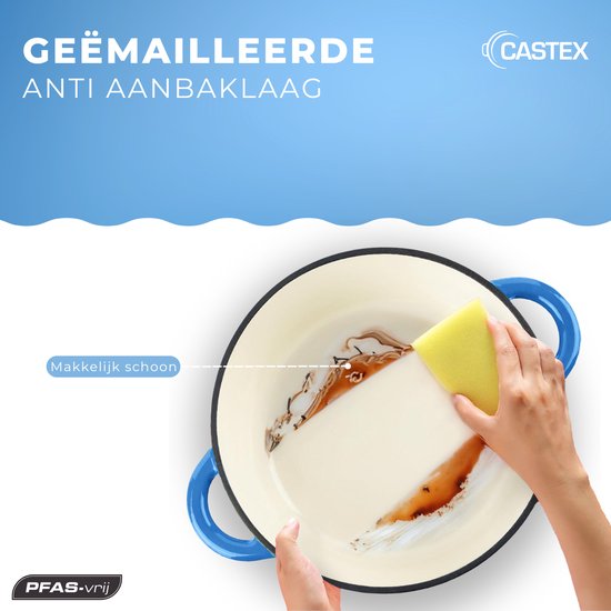 Castex Elegance Royal Gusseisen Kasserolle - Antihaftbeschichtung - 26 cm - 4,65 L - Induktion - Blau