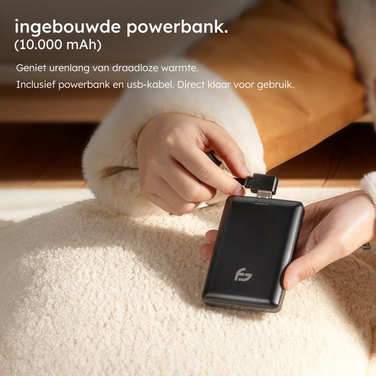 Wärmekissen - 3 Wärmestufen - Wärmekissen wiederaufladbar - 10k mAh Powerbank - Kabellos - Wärmekissen - 40 x 40 cm - Bouclé Off-white - Saaf Comfort