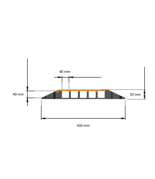 MAX Kabelbrücke - 5 Kanäle - 35x35 mm - Gummikabelschutz - für Fußgänger- und Güterverkehr - gelb-schwarz