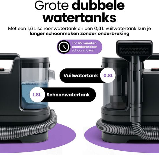 Hendriqs® 3-in-1-Teppichreiniger 65 °C mit Anti-Verstopfungsfunktion | Höchste Saugkraft seiner Klasse – Tragbarer Fleckenreiniger für Sofas, Textilien und Matratzen - Polsterreiniger mit Absaugfunktion – Dampfreiniger – Sofa-Reiniger – Möbelreiniger – Re
