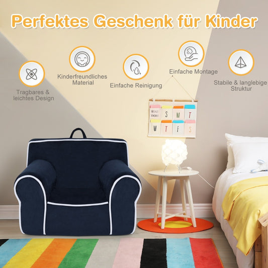 Coast gepolstertes Kindersofa mit Schaumstoffpolsterung und Armlehne und Griff 68 x 46 x 50 cm navy blau
