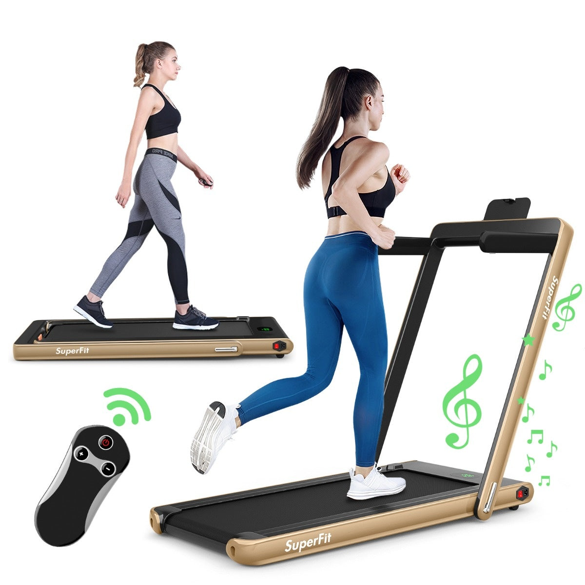 Coast 2 in 1 klappbares Laufband 2,25 PS tragbares elektrisches Laufband gelb gelb