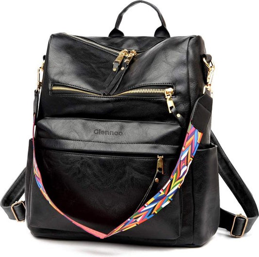 Glennoo Rucksack - Rucksack Damen - Wasserdicht - Klein - Anti-Diebstahl-Fach - Rücken, Schulter, Handtasche in einem - weiches PU-Leder
