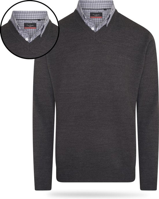Pierre Cardin - Herren Pullover Mock Pullover - Grau - Größe L