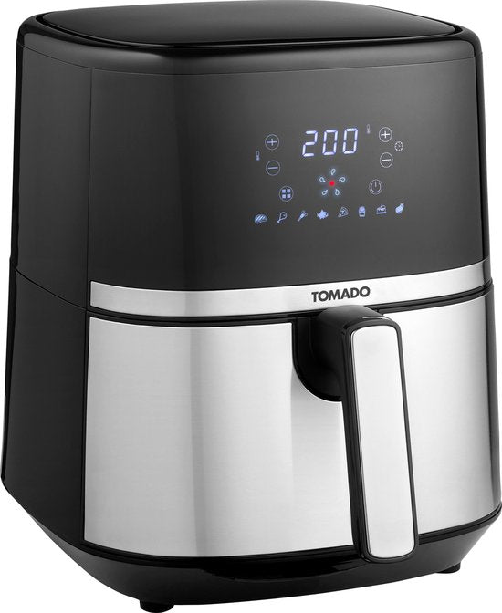Tomado TAF5401S - Airfryer - 5,4 Liter Fassungsvermögen - Heißluftfritteuse - Digitales Display - 800 Gramm Pommes frites - Schwarz/RVS