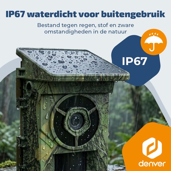 Denver-Wildkamera mit Nachtsicht und WLAN – 4K Ultra HD – 48 MP – WLAN – Smartphone-App – LCD-Bildschirm – Wiederaufladbares Solarpanel – WSW8120 – Modell 2026