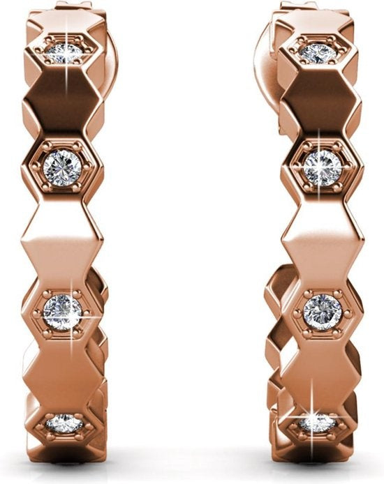 Yolora - Damen Ohrringe Ohrringe - Durchmesser 20 mm & Kalpa Camaka Kristalle - Ausgestattet mit 18k Rose Gold Plating und Luxus-Geschenk-Box - Für Muttertag und Jubiläen - Rose 18k Rose Gold Plating