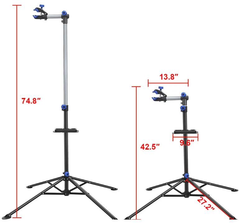 Yaheetech Fahrrad-Reparaturständer, zusammenklappbar – Schwarz – Verstellbar von 108 bis 190 cm