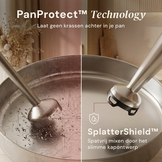 Stabmixer PRO 6-in-1-Set – 1100 W – Titan-Klingen – Kostenloser Spatel – Turbo-Funktion – Inkl. Zerkleinerer, Schneebesen, Milchaufschäumer und Messbecher – PFAS-frei