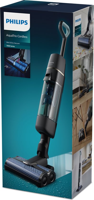 Philips - Kabelloser Staubsauger - AquaTrio Cordless 7000 Series XW7110/01 - Trocken- und Wischfunktion - Grau