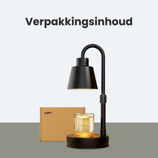 LUFT Kerzenwärmer Lampe – Candle Warmer – Dimmbar – Timer – Höhenverstellbar 15–36 cm – Inkl. 2 Halogenlampen – Schwarz