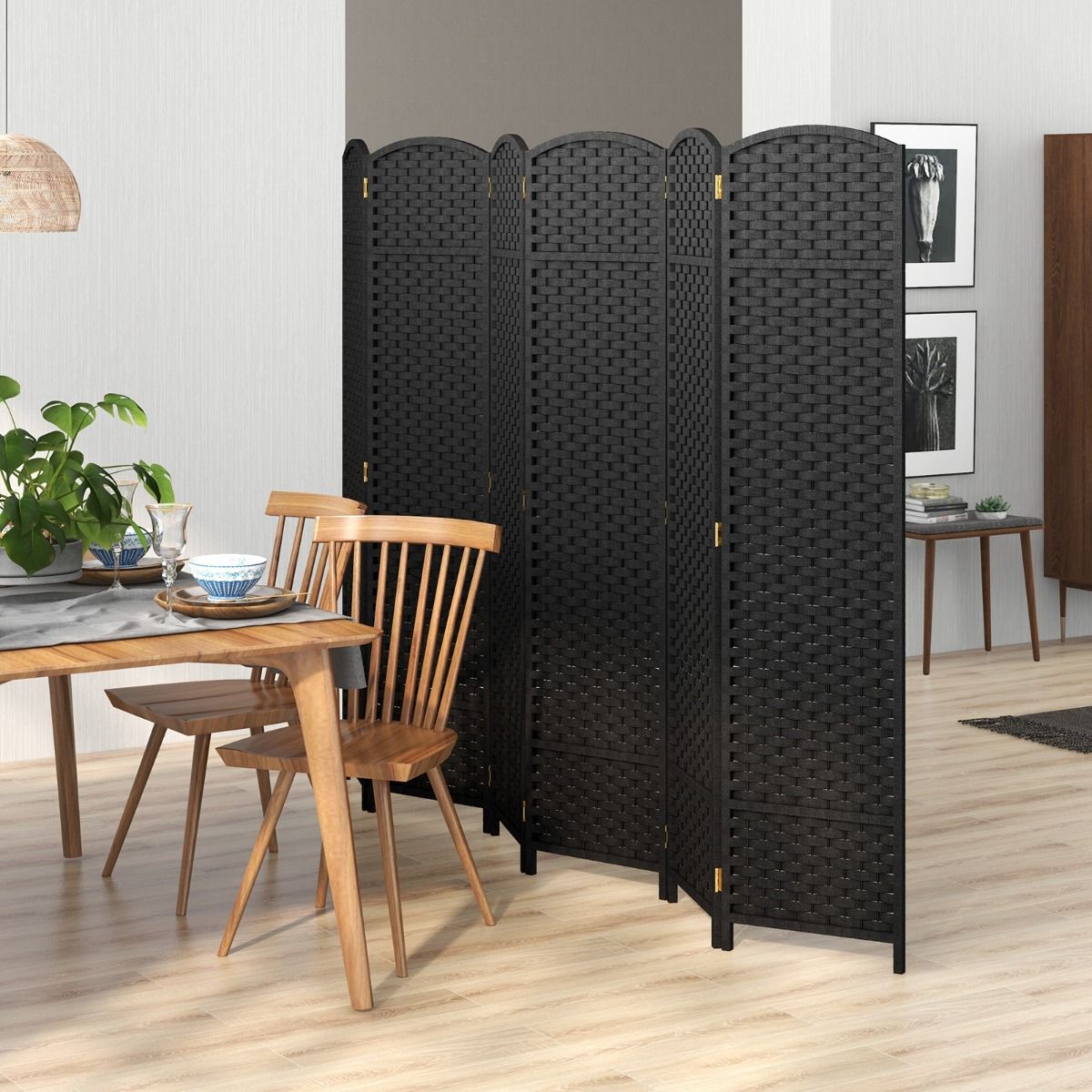 Coast Chamber Screen - 6-teilig - Massivholzrahmen - 40 x 13 x 170 cm - Schwarz